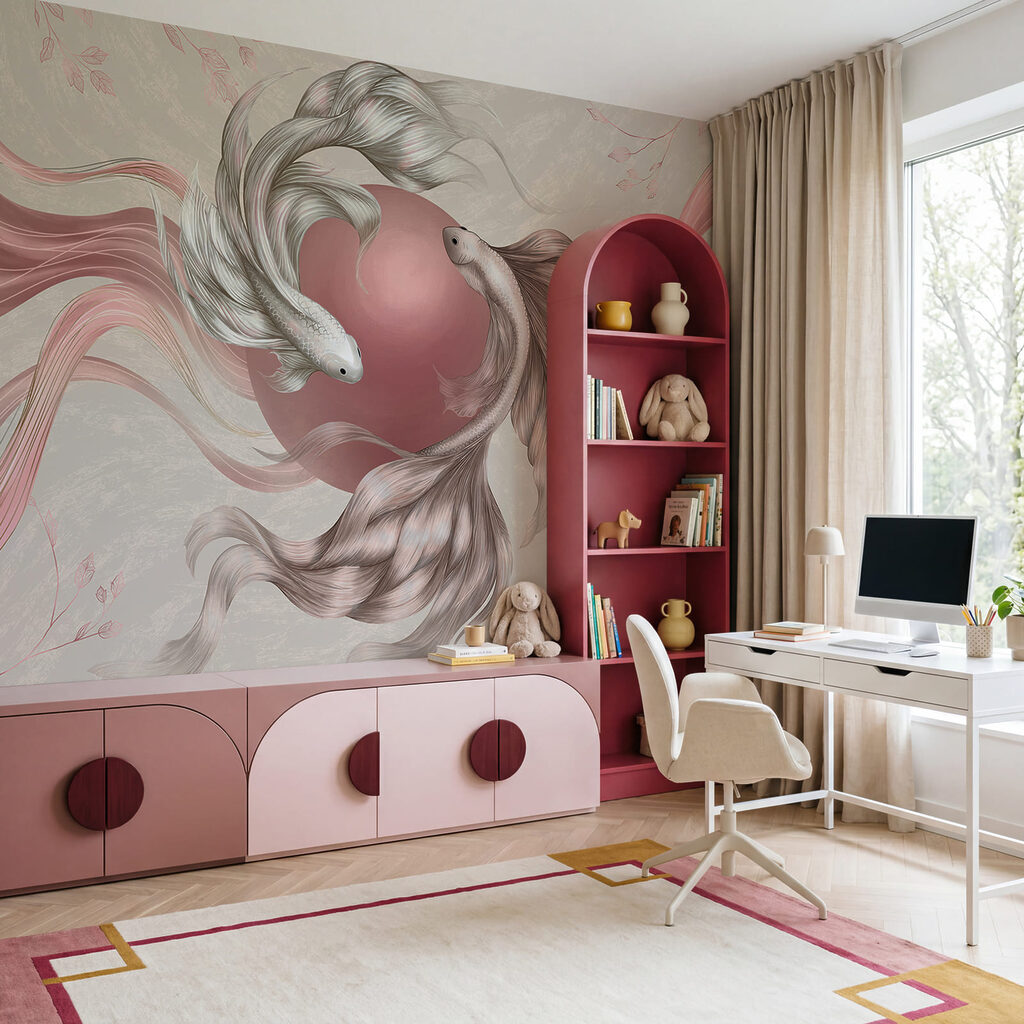 Deux poissons avec un cercle rose