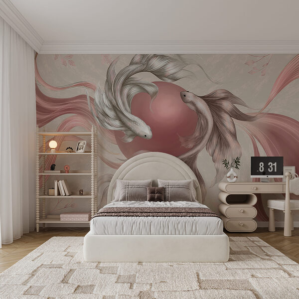 Deux poissons avec un cercle rose