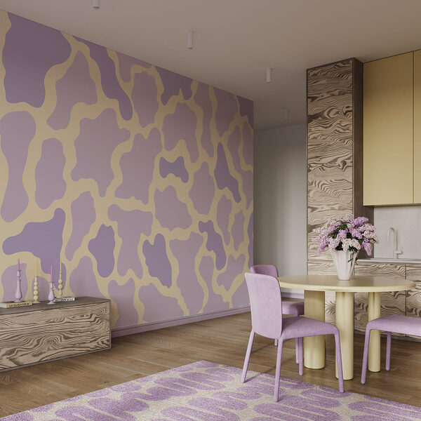 Motif vache violet et jaune