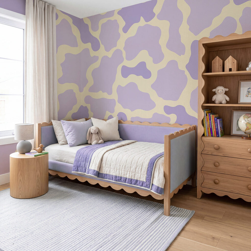 Motif vache violet et jaune
