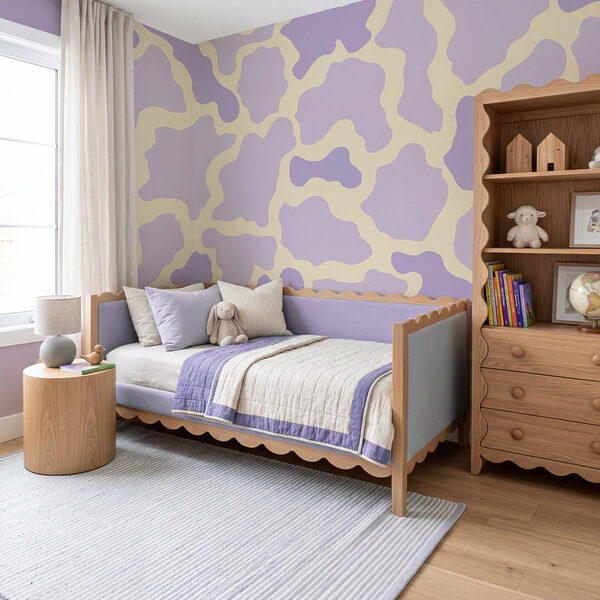 Motif vache violet et jaune