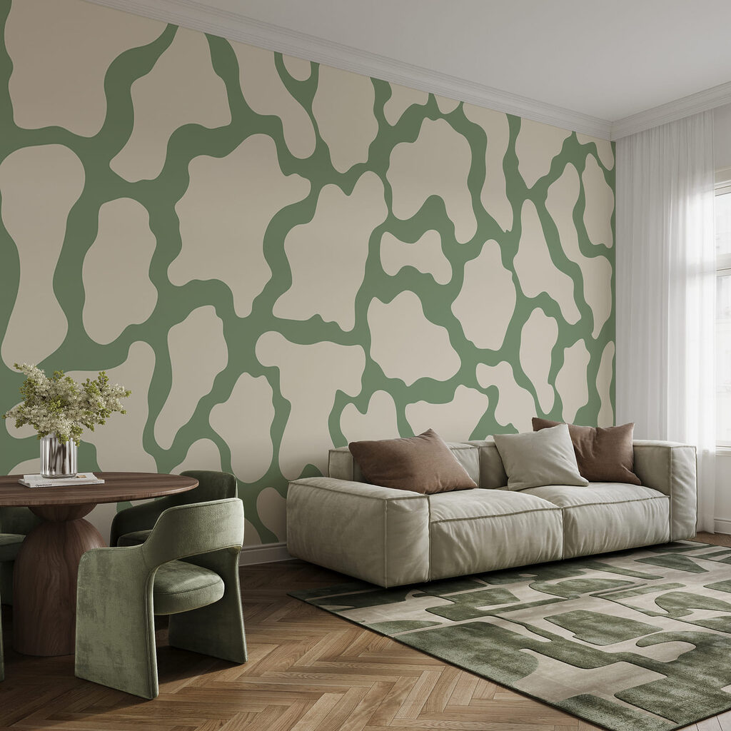 Motif vache blanc et vert