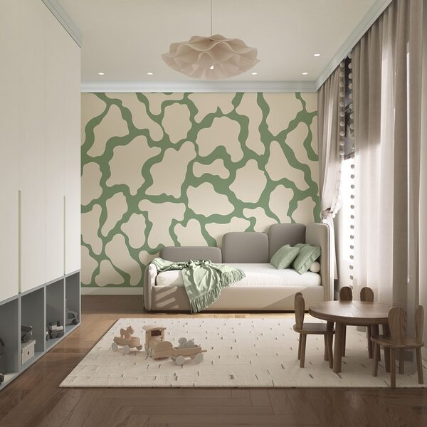 Motif vache blanc et vert