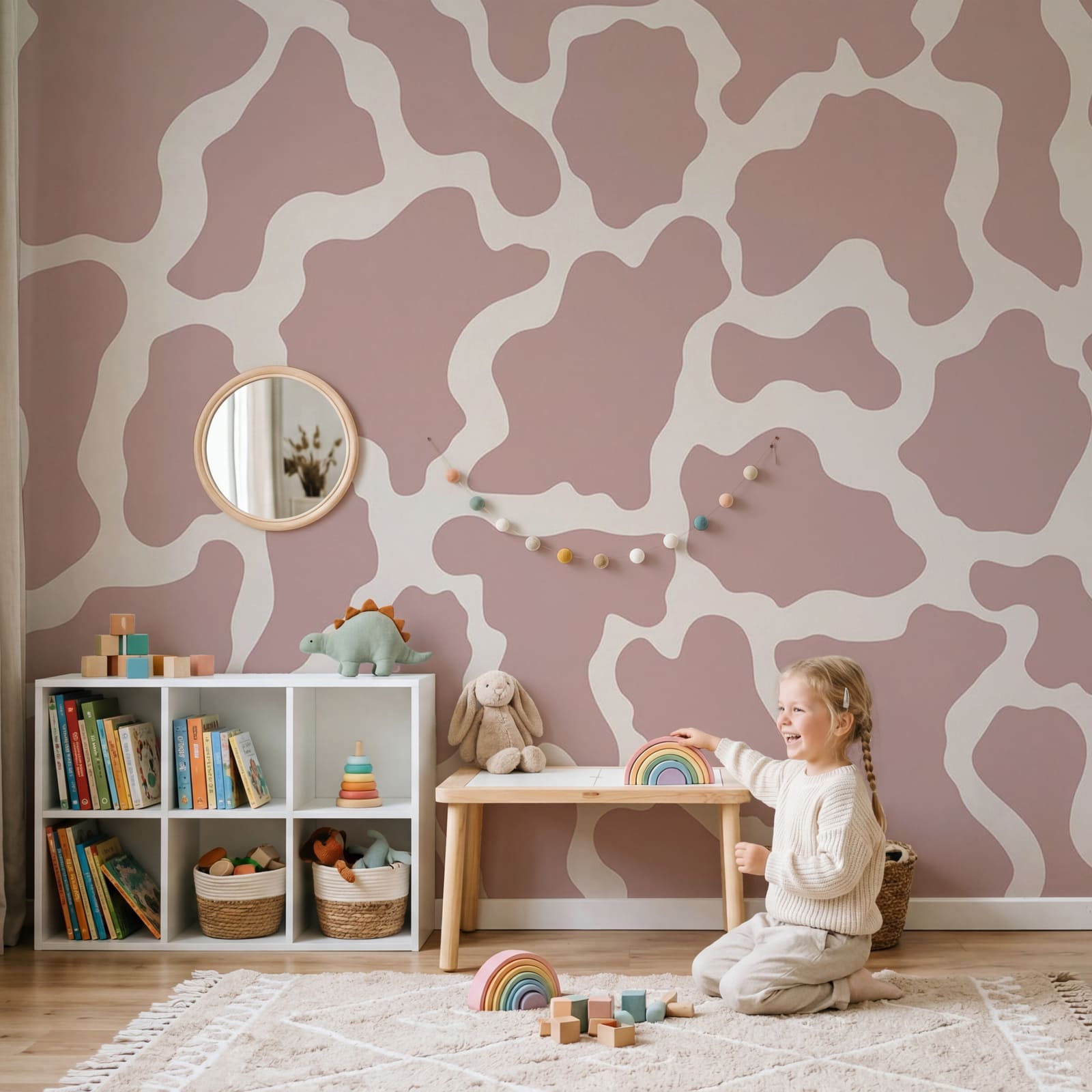 Motif rose et blanc