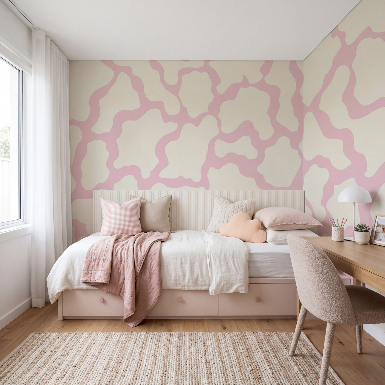 Motif vache rose et blanc