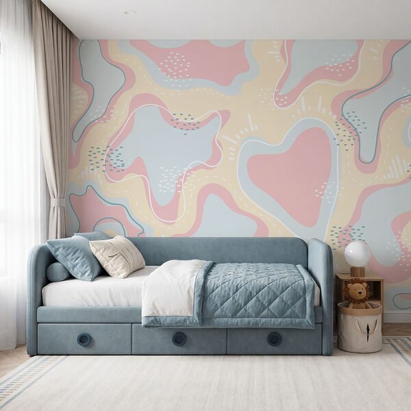 Formes roses et bleues