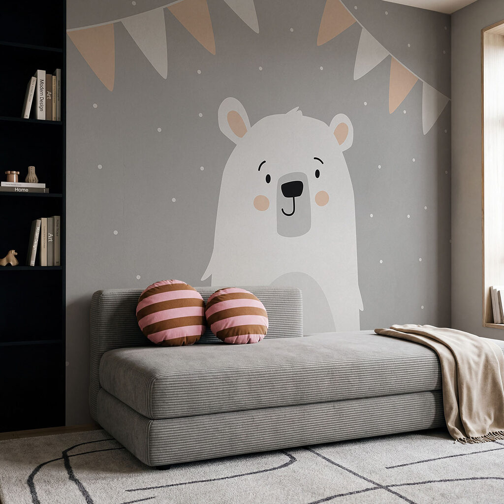 Un ours blanc sur fond gris Un ours blanc sur fond gris