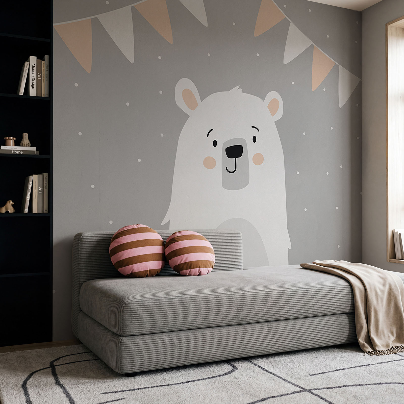 Un ours blanc sur fond gris Un ours blanc sur fond gris