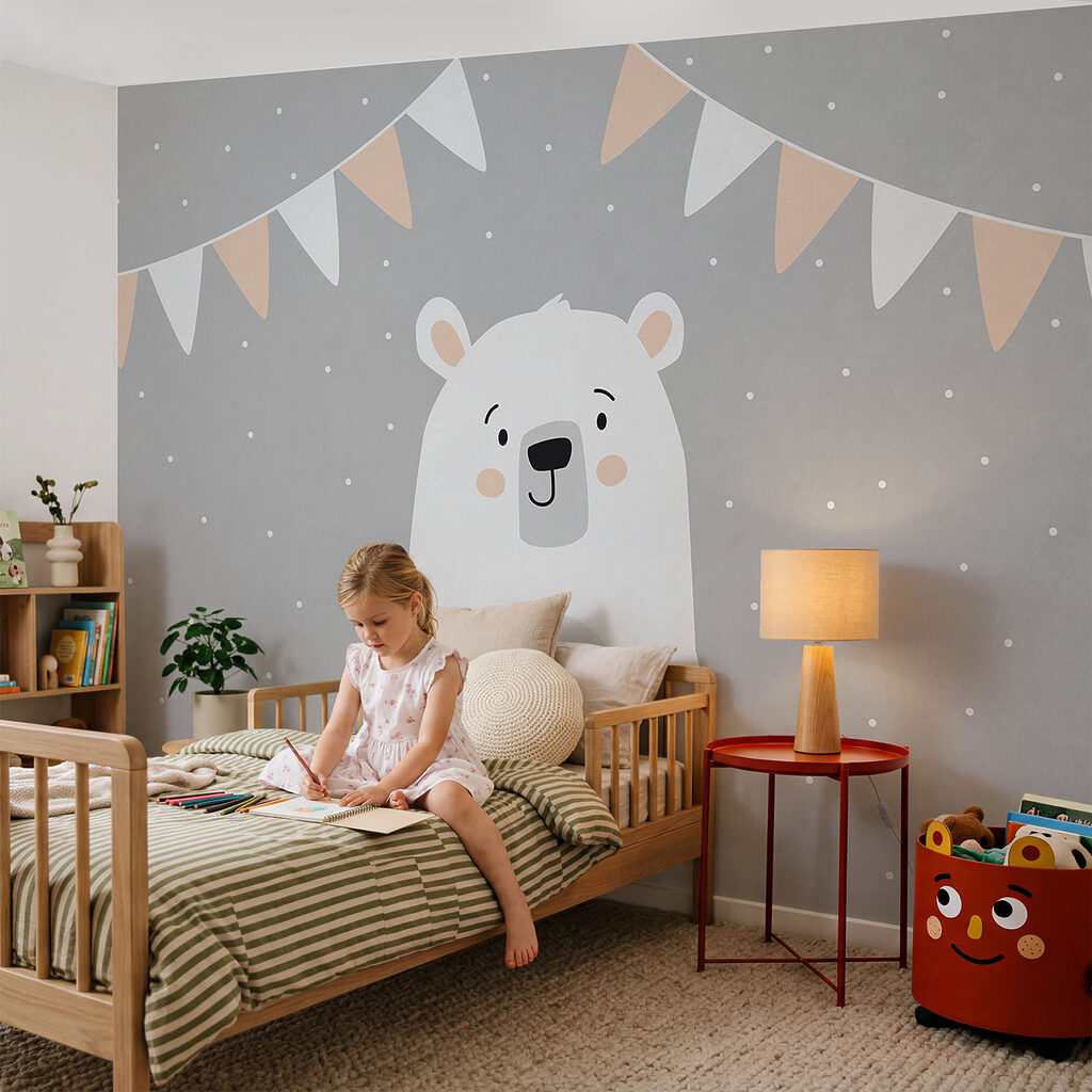 Un ours blanc sur fond gris Un ours blanc sur fond gris