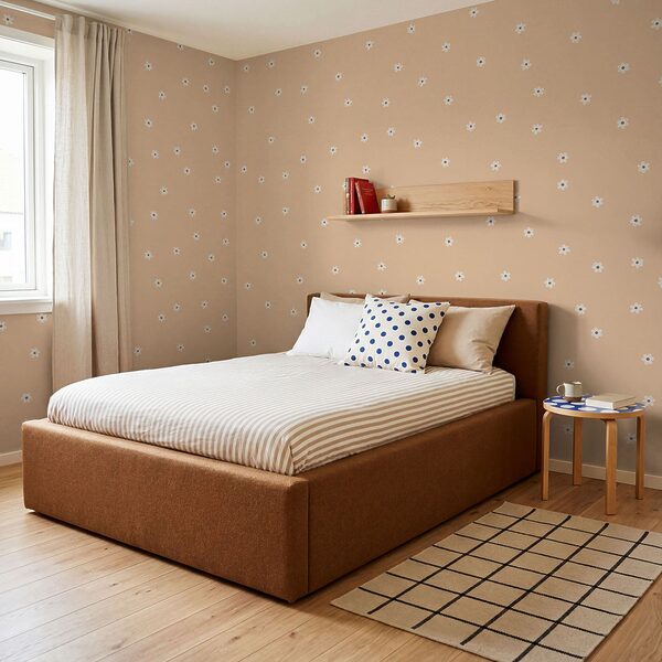 Motif composé de petites fleurs blanches sur fond beige Motif composé de petites fleurs blanches sur fond beige
