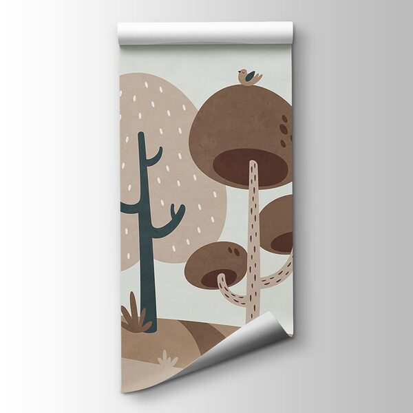 Cartoon of trees and a bird Cartoon of trees and a bird