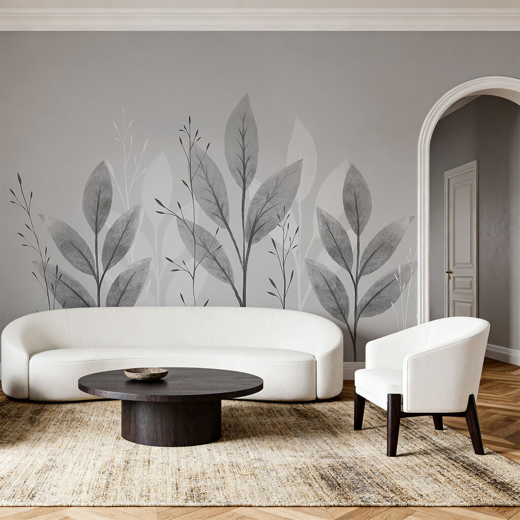 Un motif botanique élégant en noir et blanc