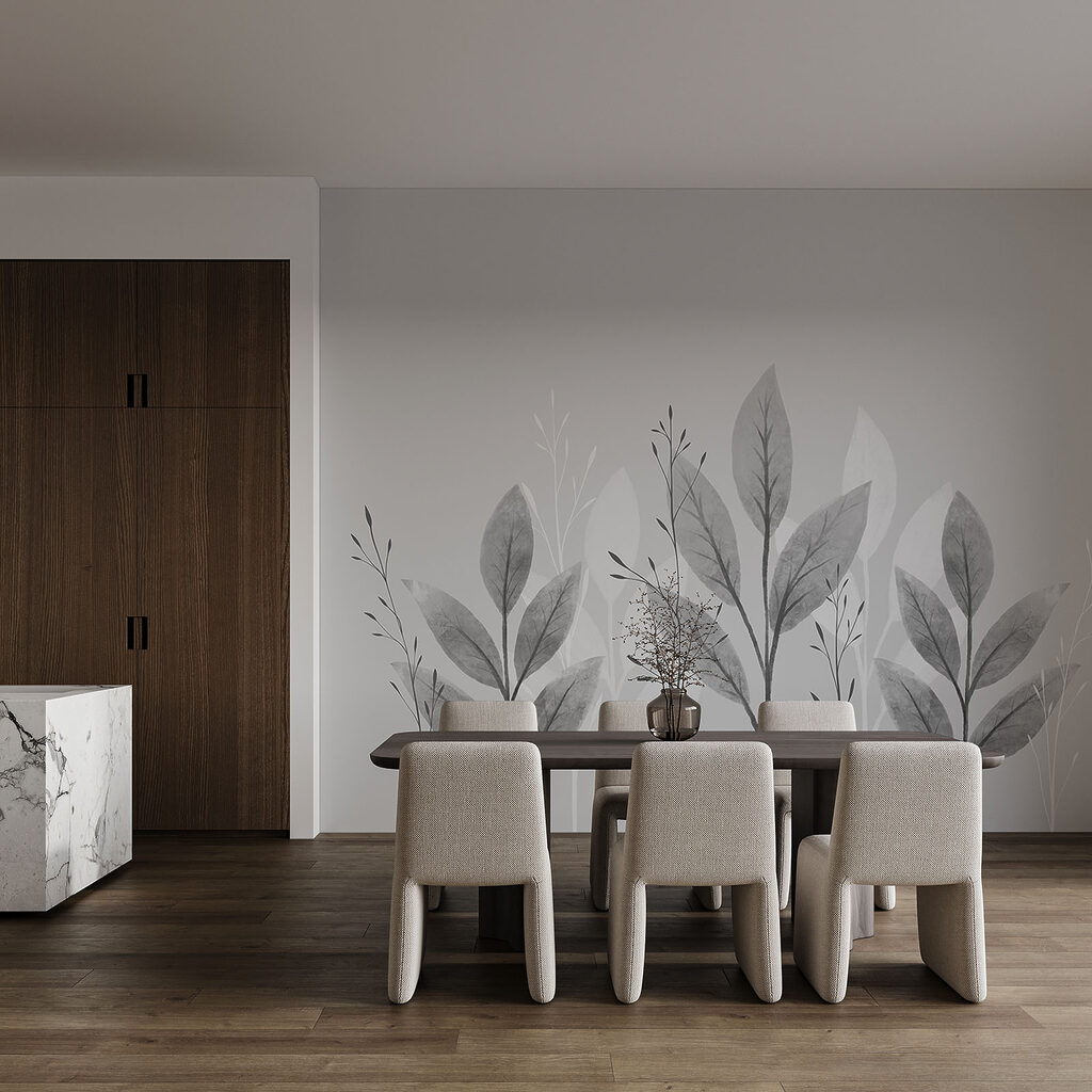 Un motif botanique élégant en noir et blanc