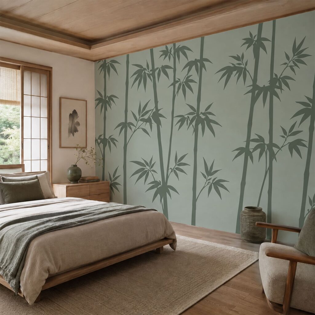 Des feuilles de bambou vertes sur fond gris Des feuilles de bambou vertes sur fond gris