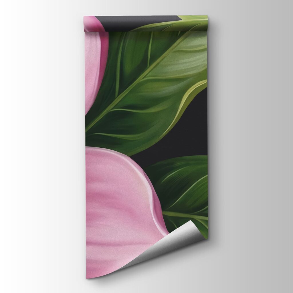 Group of pink flowers with green leaves