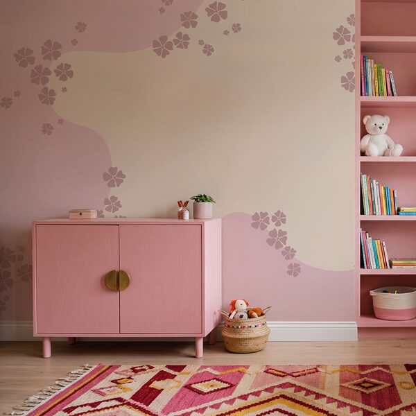 Fond rose et blanc avec des fleurs