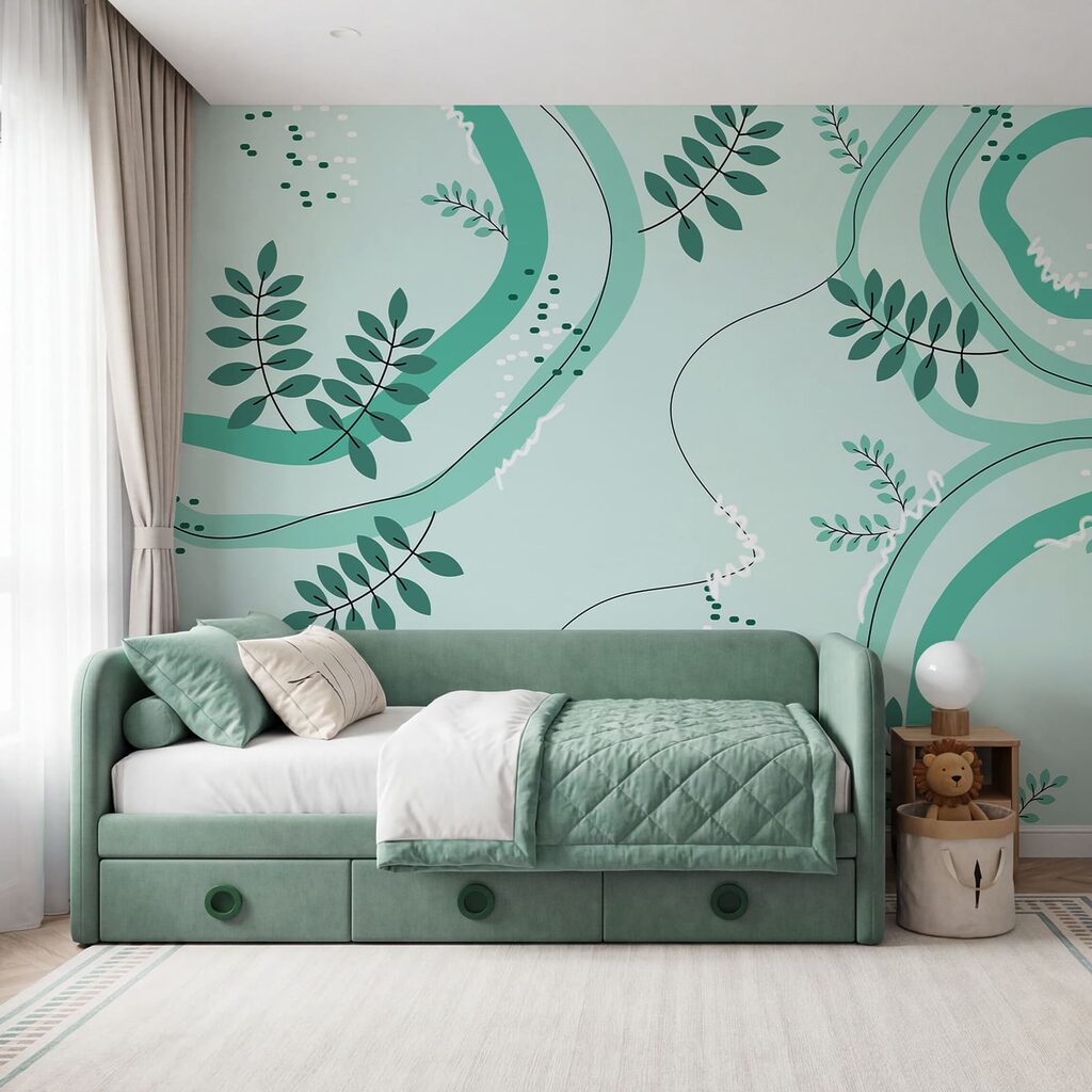 Motif vert et blanc avec des feuilles Motif vert et blanc avec des feuilles