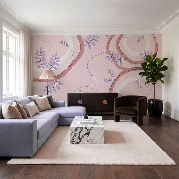 Motif rose et violet avec des feuilles Motif rose et violet avec des feuilles