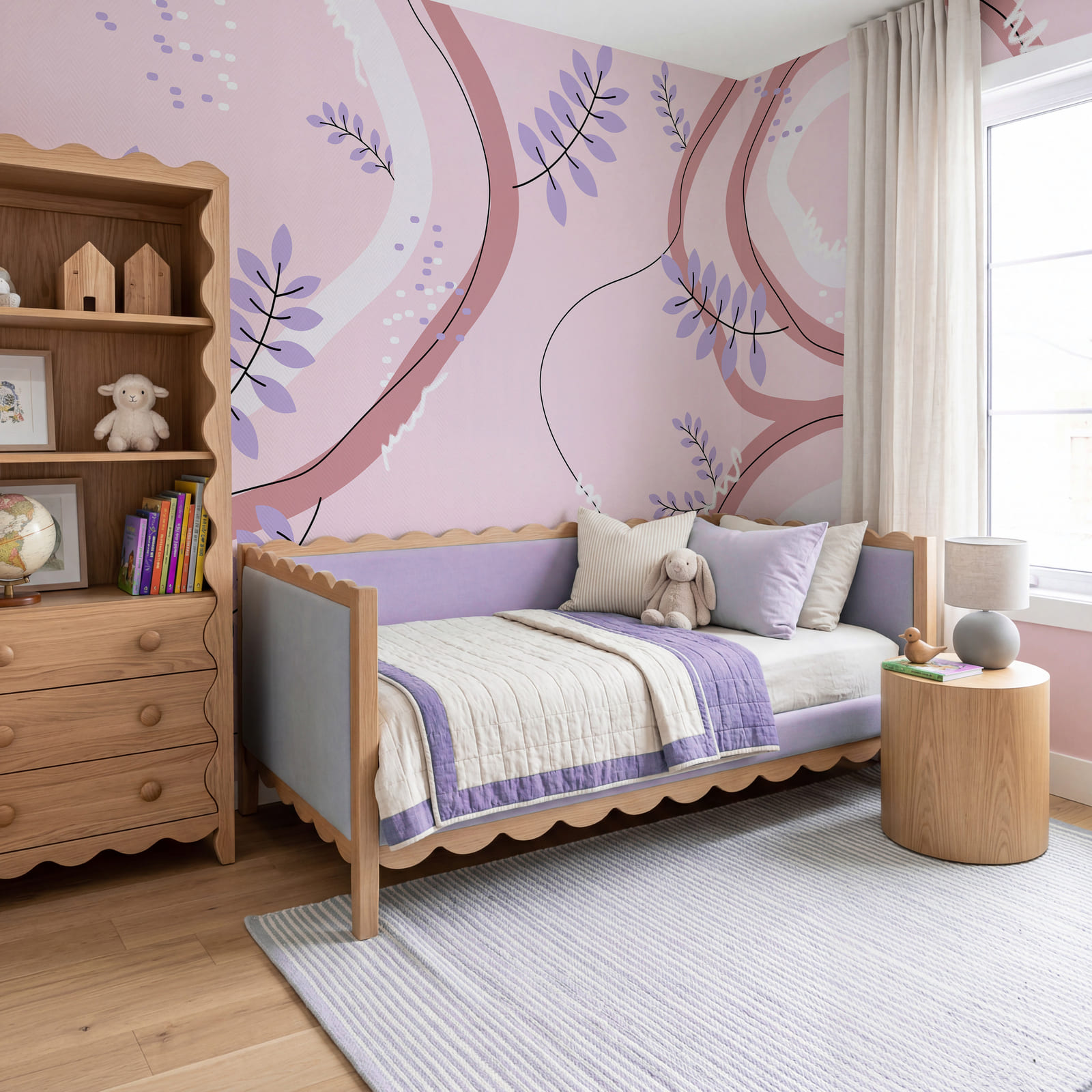 Motif rose et violet avec des feuilles Motif rose et violet avec des feuilles