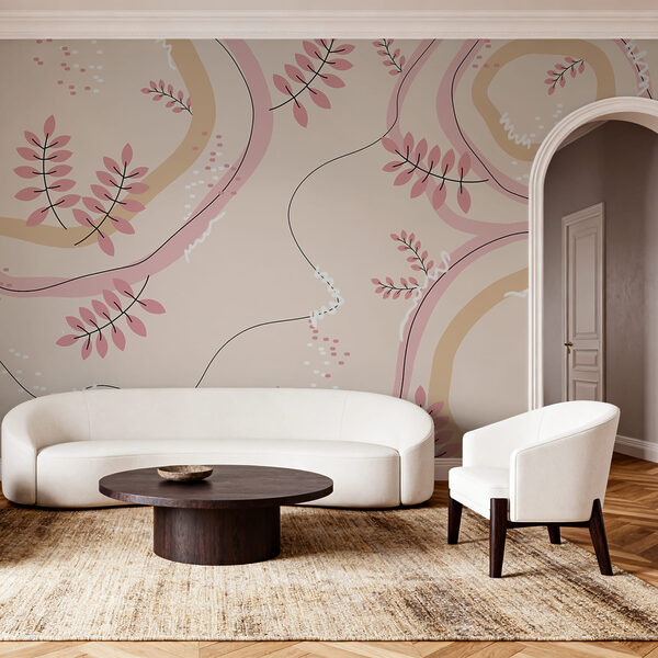 Motif floral rose et beige Motif floral rose et beige