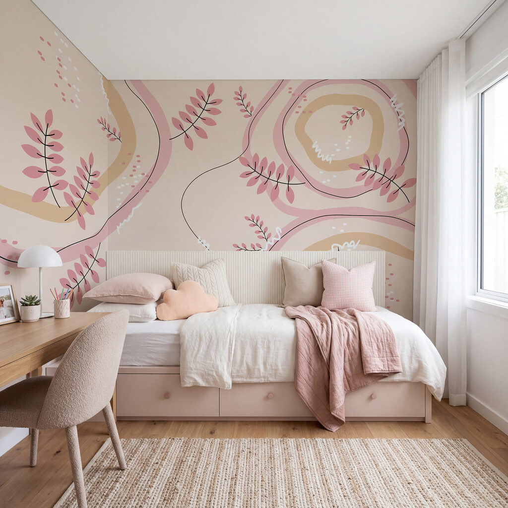 Motif floral rose et beige Motif floral rose et beige