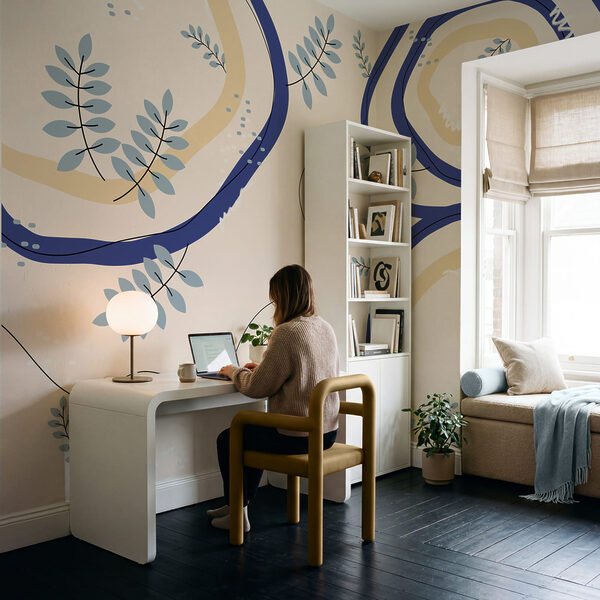 Volutes et feuilles bleues et blanches Volutes et feuilles bleues et blanches