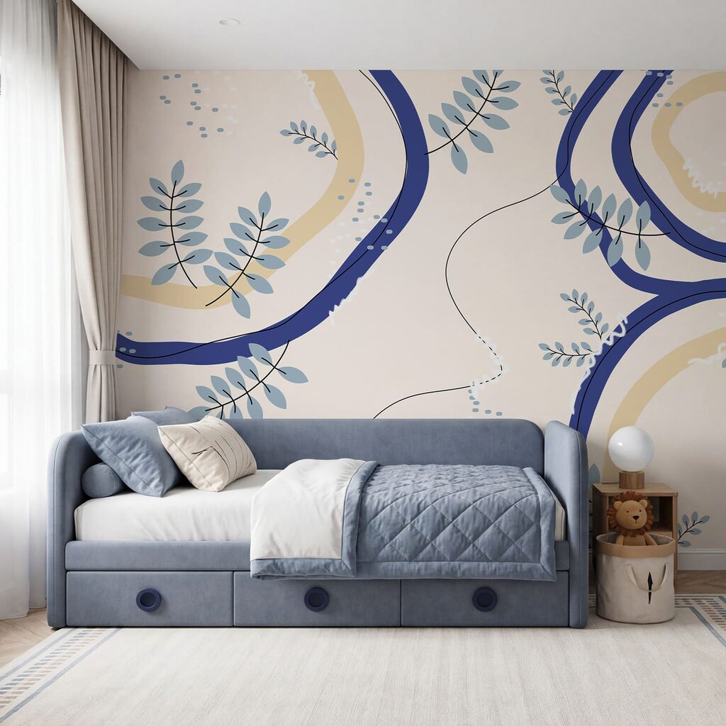 Volutes et feuilles bleues et blanches Volutes et feuilles bleues et blanches