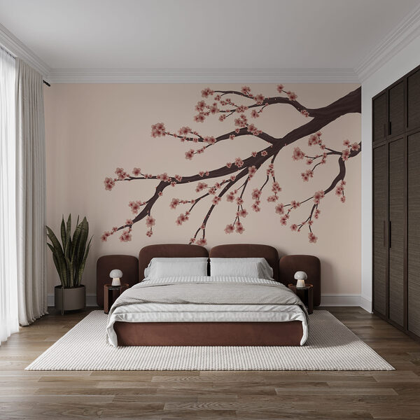 Branche d'arbre avec des fleurs roses