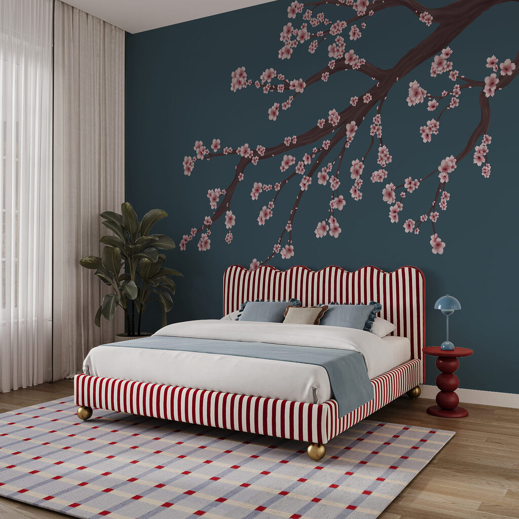 Branche d'arbre avec des fleurs roses