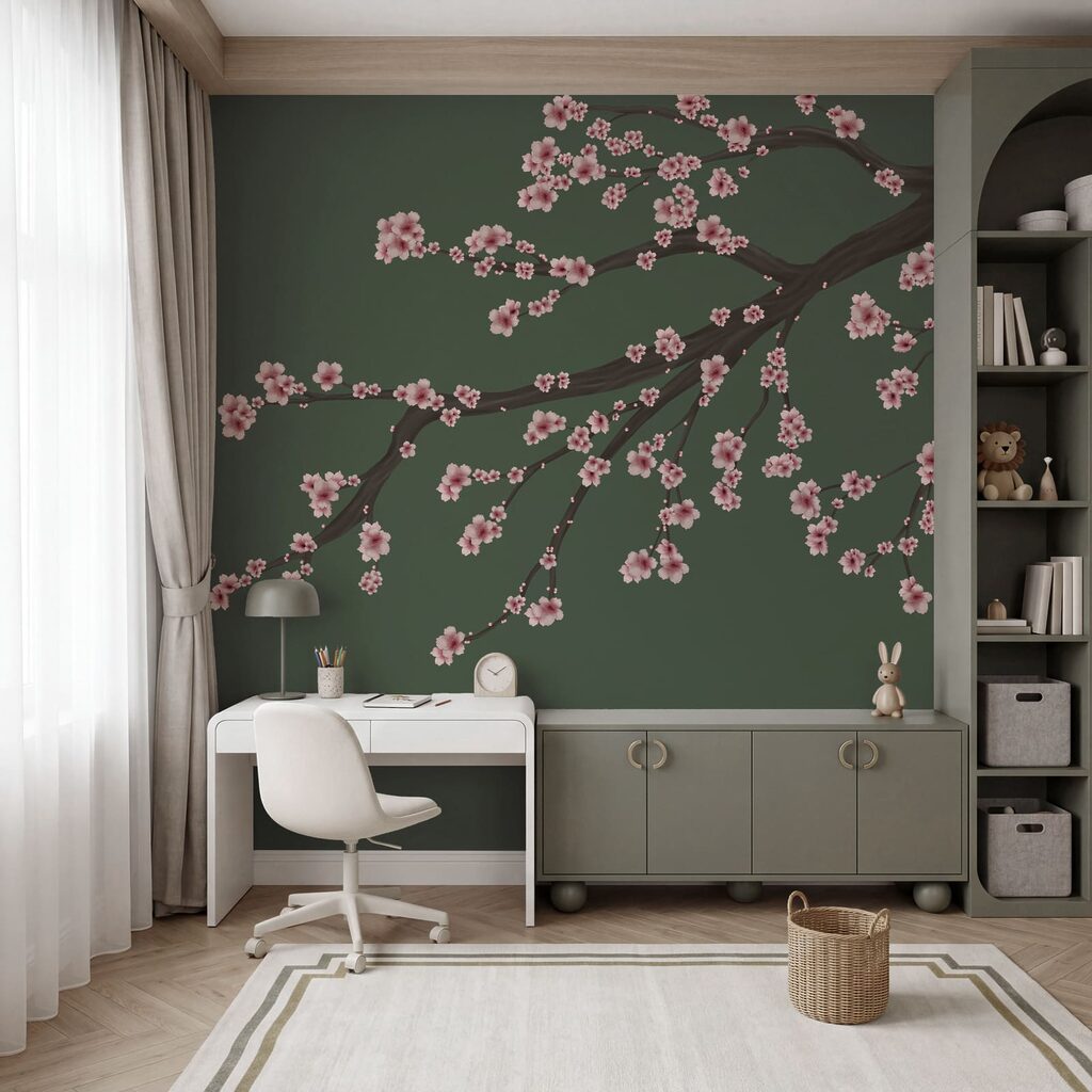 Branche d'arbre avec des fleurs roses Branche d'arbre avec des fleurs roses
