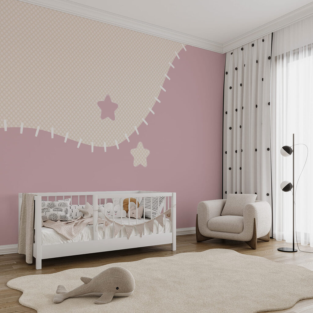 Tissu rose et blanc à étoiles Tissu rose et blanc à étoiles