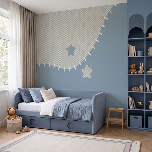 Tissu bleu et blanc à motifs d'étoiles Tissu bleu et blanc à motifs d'étoiles