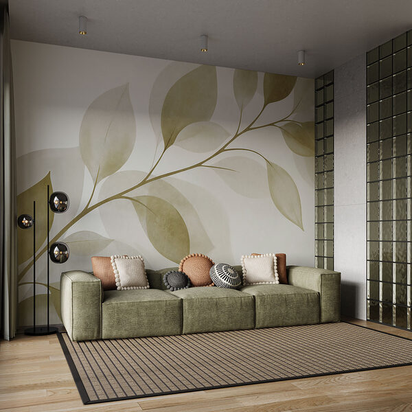 Branche sur laquelle sont peintes des feuilles Branche sur laquelle sont peintes des feuilles