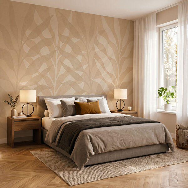 Motif de feuilles blanches et beiges Motif de feuilles blanches et beiges