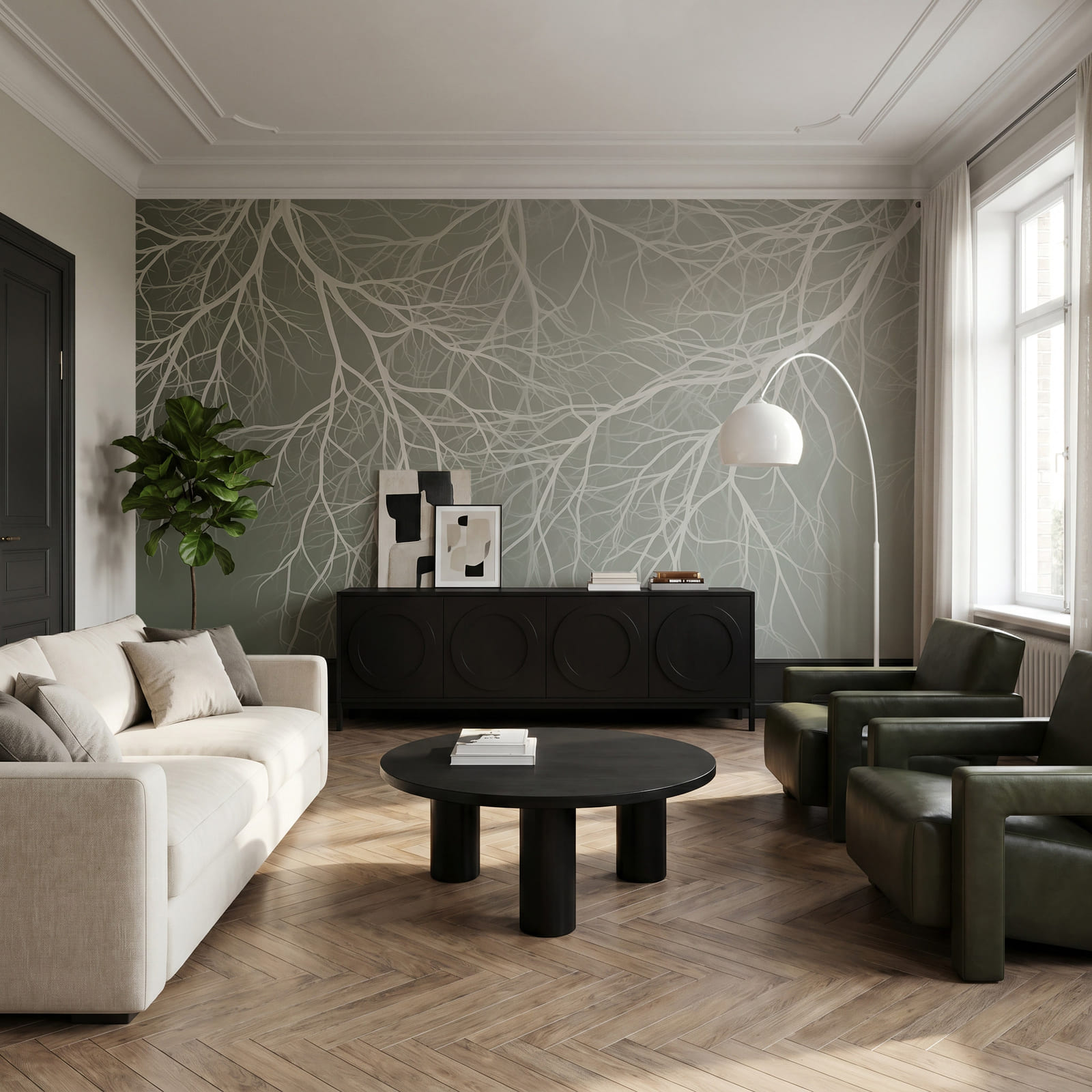 Des branches blanches sur fond gris Des branches blanches sur fond gris