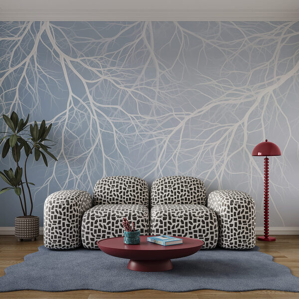 Des branches blanches sur fond bleu Des branches blanches sur fond bleu