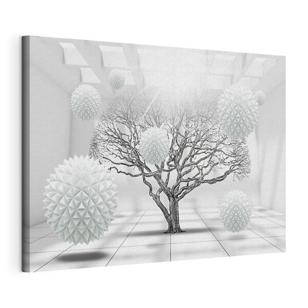 Arbre avec des boules blanches flottant dans l'air Tableaux Arbre avec des boules blanches flottant dans l'air