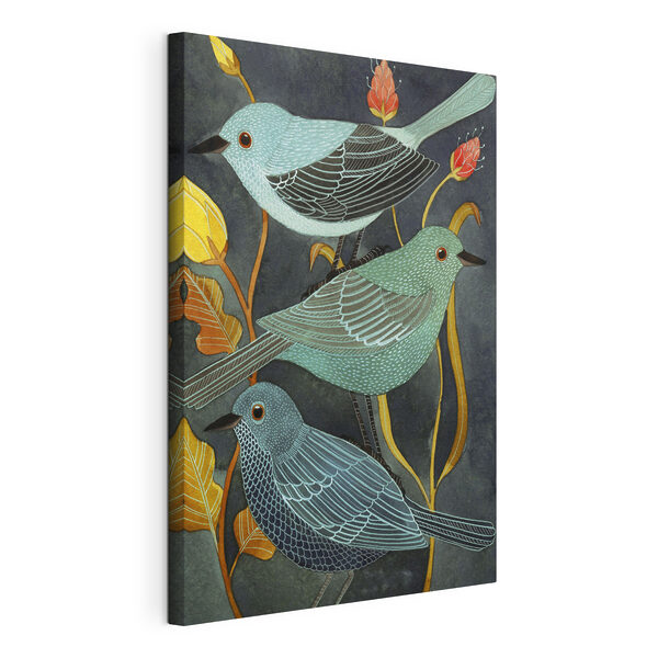 Groupe d'oiseaux sur une plante Tableaux Groupe d'oiseaux sur une plante