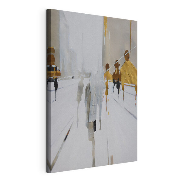 Tableaux Peinture de personnes marchant dans une rue enneigée