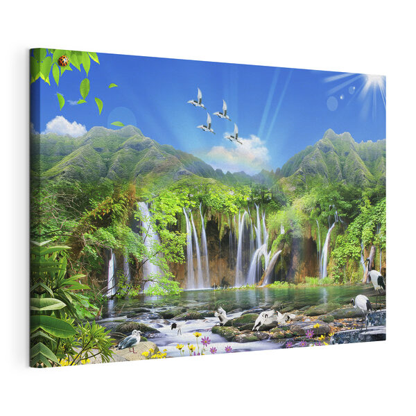 Tableaux Une chute d'eau avec des oiseaux qui la survolent (UGS : s03428) Tableaux Tableaux Une chute d'eau avec des oiseaux qui la survolent (UGS : s03428)