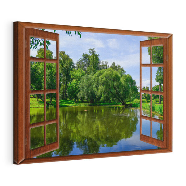 Tableaux Une fenêtre avec un lac et des arbres (UGS : s17004) Tableaux Tableaux Une fenêtre avec un lac et des arbres (UGS : s17004)