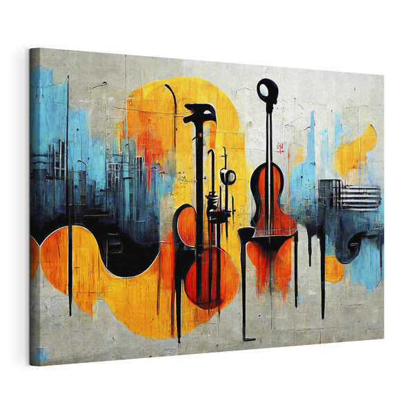 Tableaux Une peinture de guitares et d'instruments (UGS : s33044) Tableaux Tableaux Une peinture de guitares et d'instruments (UGS : s33044)
