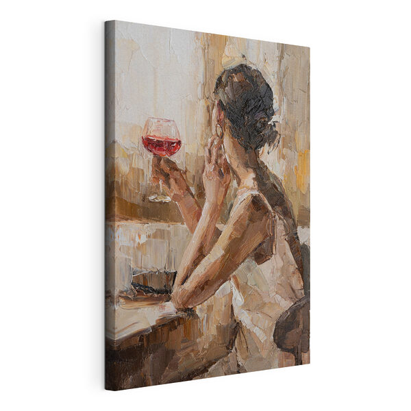 Peinture d'une femme tenant un verre de vin Tableaux Peinture d'une femme tenant un verre de vin