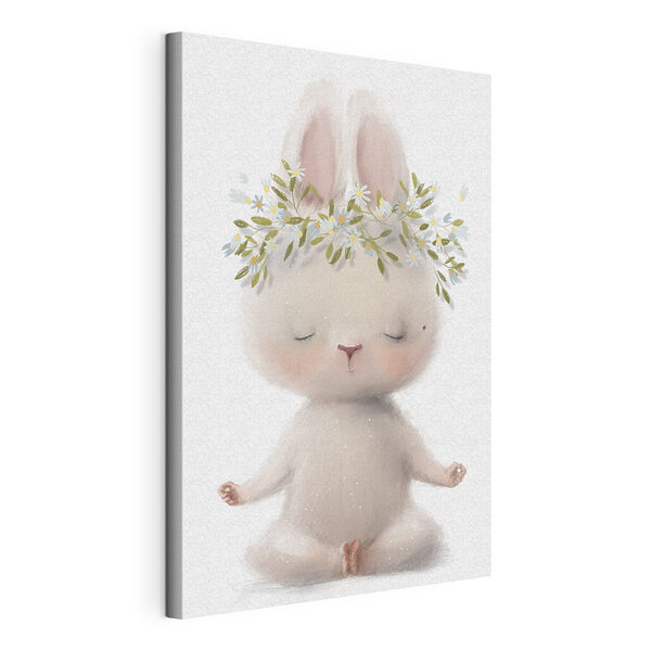 Dessin humoristique d'un lapin avec des fleurs sur la tête Tableaux Dessin humoristique d'un lapin avec des fleurs sur la tête