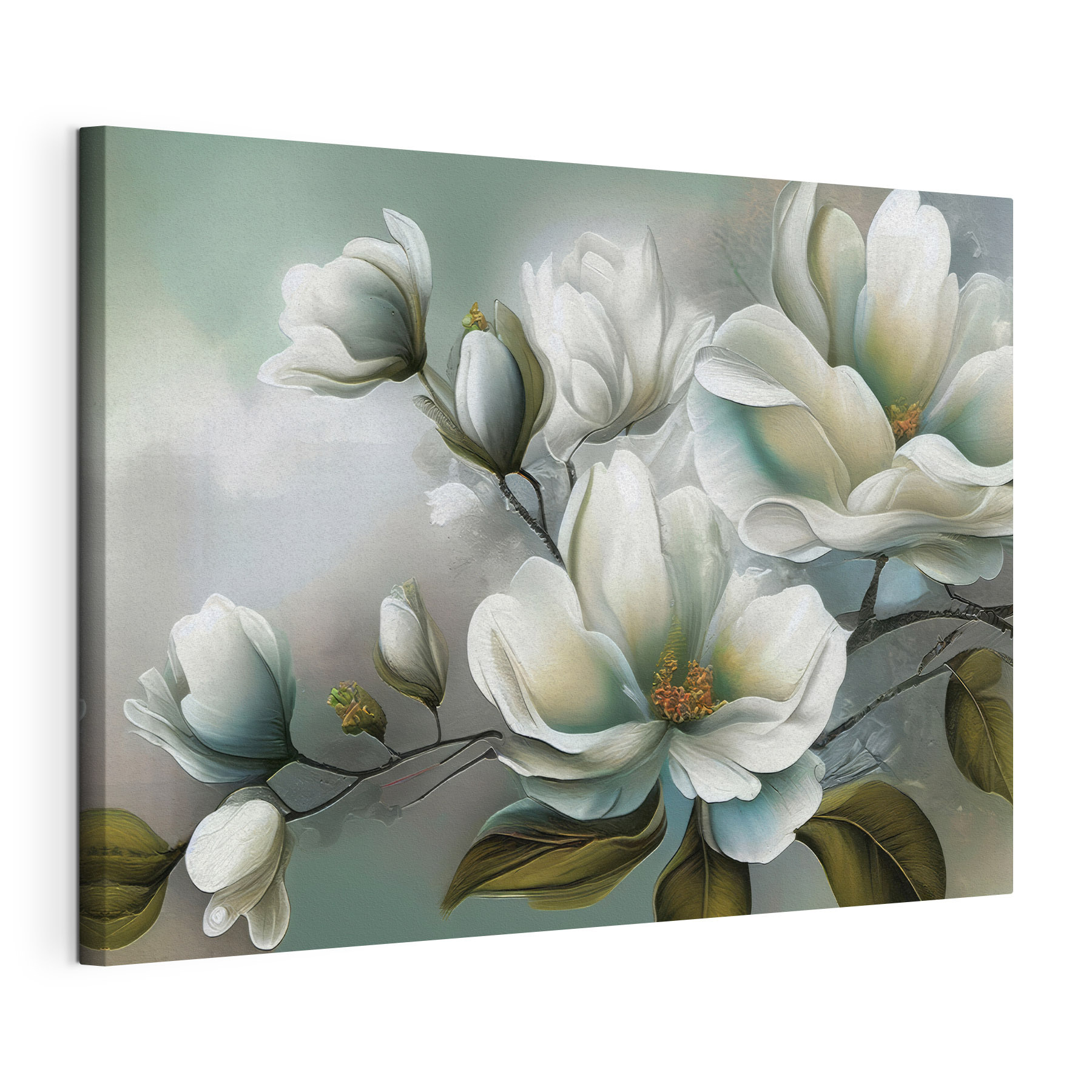 A painting of white flowers