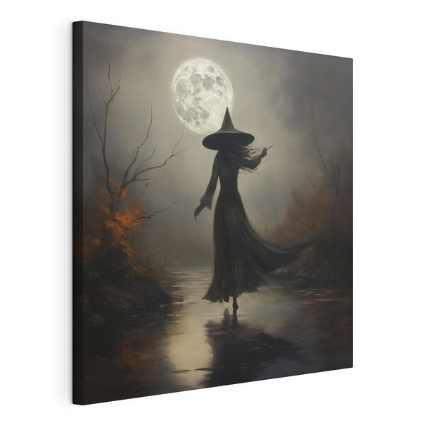 Femme vêtue d'un vêtement d'homme marchant sur un sentier à la pleine lune Tableaux Femme vêtue d'un vêtement d'homme marchant sur un sentier à la pleine lune