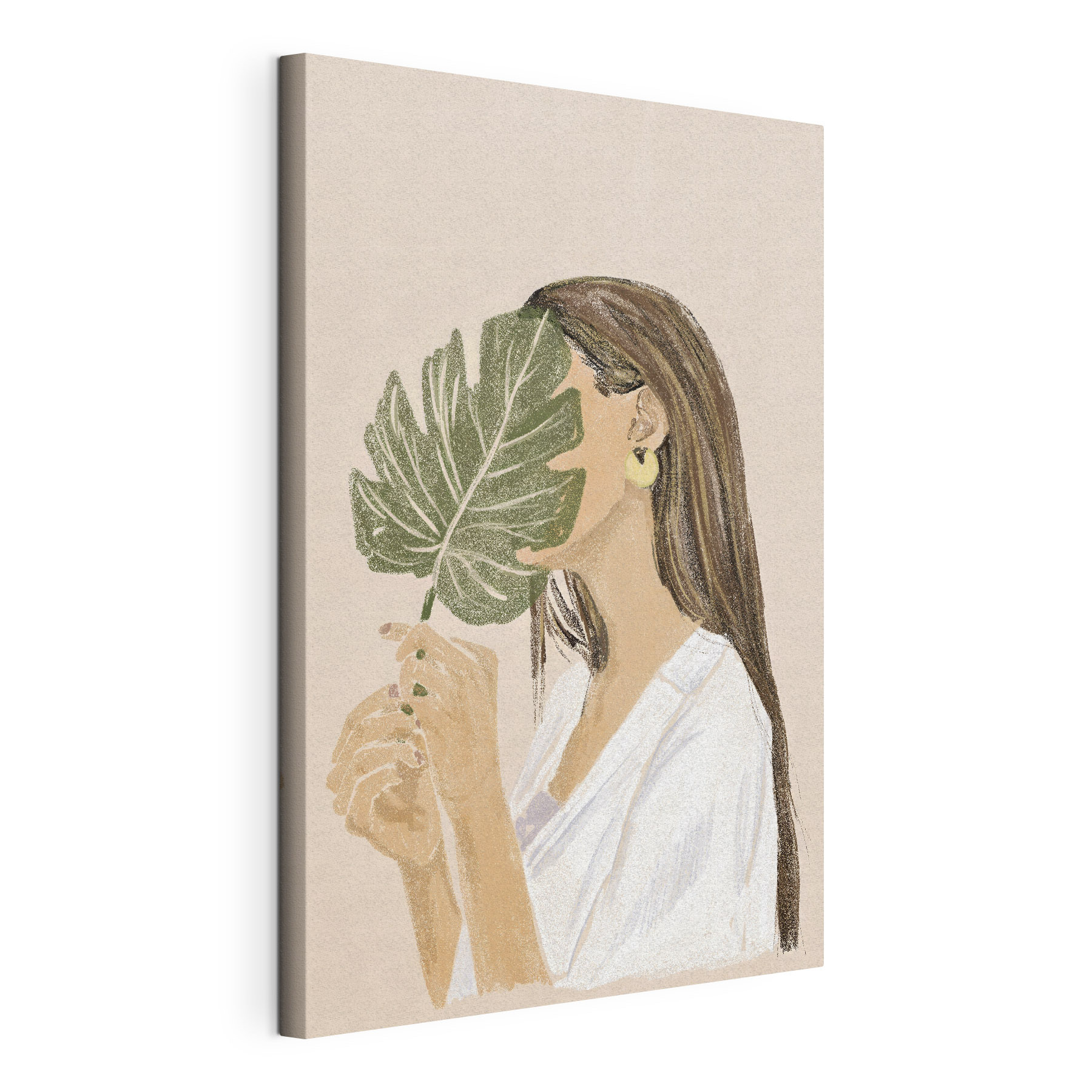 Woman holding a leaf