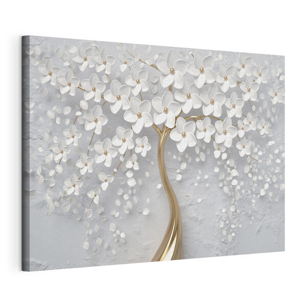Un arbre avec des fleurs et des feuilles blanches Tableaux Un arbre avec des fleurs et des feuilles blanches