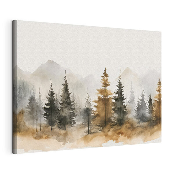 Aquarelle d'arbres et de montagnes Tableaux Aquarelle d'arbres et de montagnes