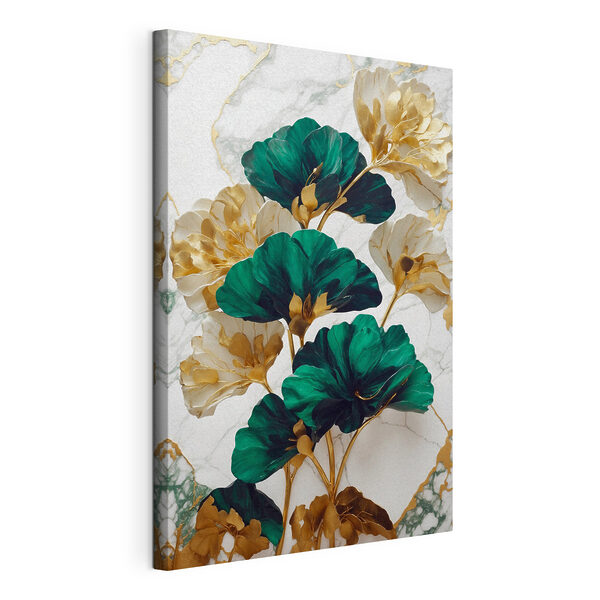 Fleurs vertes et blanches sur une surface en marbre Tableaux Fleurs vertes et blanches sur une surface en marbre